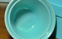 Blue Pottery Ramekin Bowl With Flared Sides Marked U. S. A.