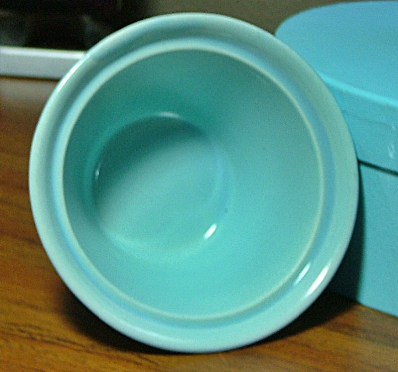 Blue Pottery Ramekin Bowl With Flared Sides Marked U. S. A.