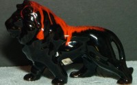 Canuck Pottery Lion from Quebec, Canada, Marked ‘Montreal’ on Back, Original Label