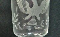 Unusual Acid Etched Footed Crystal Tumbler with Eagle